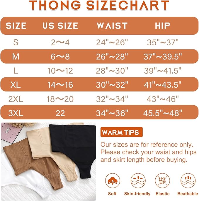 Werena Tummy Control Thong Shapewear for Women High Waist Shaping Underwear Seamless Body Shaper Panties Girdle