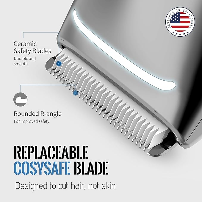 Manscape Groin & Body Hair Trimmer for Men, Electric Ball Shaver & Pubic Grooming Kit, LED Light, IPX7 Waterproof Wet/Dry Groomer, Rechargeable Manscaper with Ceramic Blades (Gold)