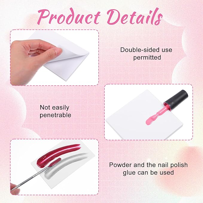 150 Sheets Nail Art Palette Paper, 3 Sizes Disposable Nail Polish Palette Paper with Stainless Stirring Rod Waterproof Makeup Mixing Palettes Papers for Makeup Nails Gel Mixing Home Salon