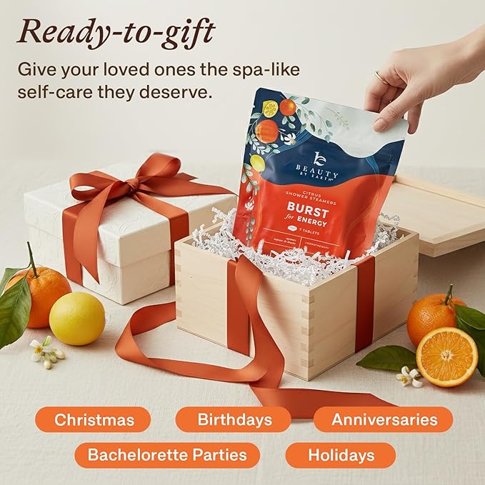 Shower Steamers Aromatherapy - USA Made with Natural Ingredients & Citrus Essential Oil, Valentines Day Gifts for Her & Him, Long Lasting Shower Bombs for Energy Boost, Spa Gifts for Women & Men
