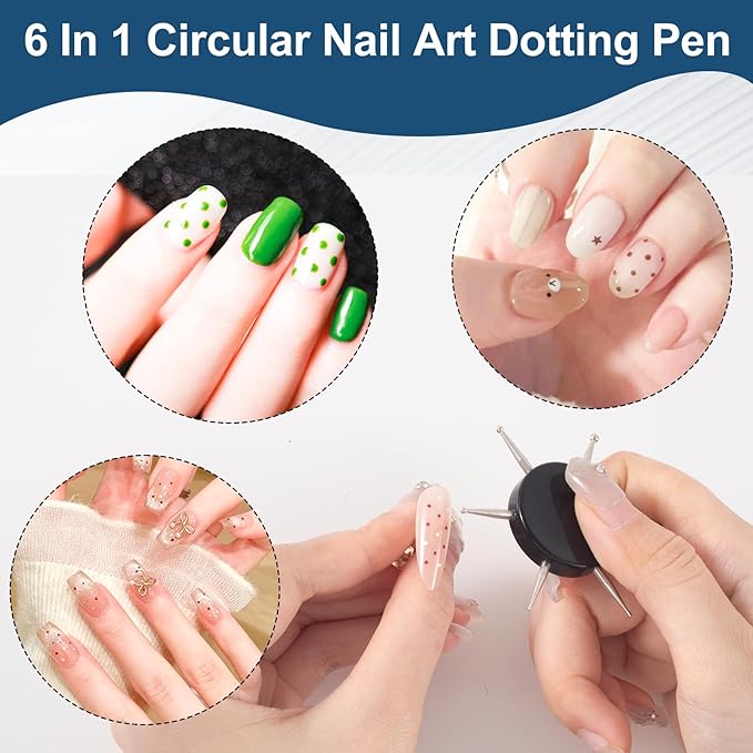 Nail Dotting Tools, Nail Art Dotting Tool, Metal Nail Dot Tool, Professional Nail Art Pens for Nail Design Manicure Embossing, Tracing, Painting (Black, 1 Pcs)