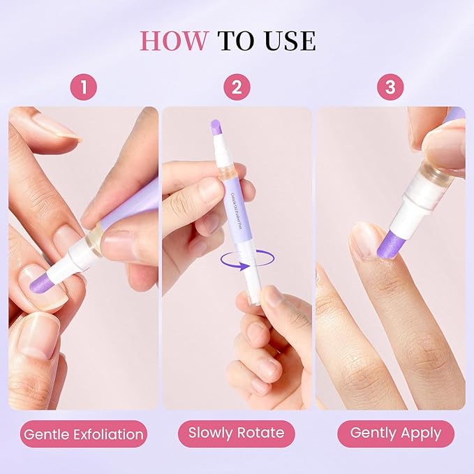 CORACIK Ceramic Cuticle Pusher & Oil Pen - 2ml Lavender Fragrance Nail Care Tool | Tool for Damaged Nails, Removes Cuticles & Hangnails, Moisturizes & Brightens (Purple)