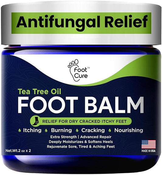 Antifungal Cream - For Itchy Feet and Skin Fungus Relief - Extra Strength Treatment for Athlete’s Foot, Ringworm, and Jock Itch. Moisturizer for Dry Cracked Feet infused with Tea Tree Oil Made in USA