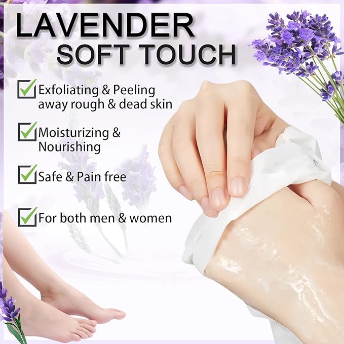 Lavender Hand and Feet Mask, 5 Pairs Hydrating Hand Mask, 5 Pairs Foot Peel Masks, Softening Hand Mask Gloves and Foot Masks Moisturizing Socks for Men Women Dry, Rough,Cracked Skin