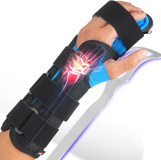 FEATOL Resting Hand Splint Stroke Hand Night Immobilizer with Removable Splints- Pain Relief For Carpel Tunnel, Stroke Recovery, Arthritis, Tendinitis-Functional Support Wrist Finger Brace-Left Large-For Men and Women