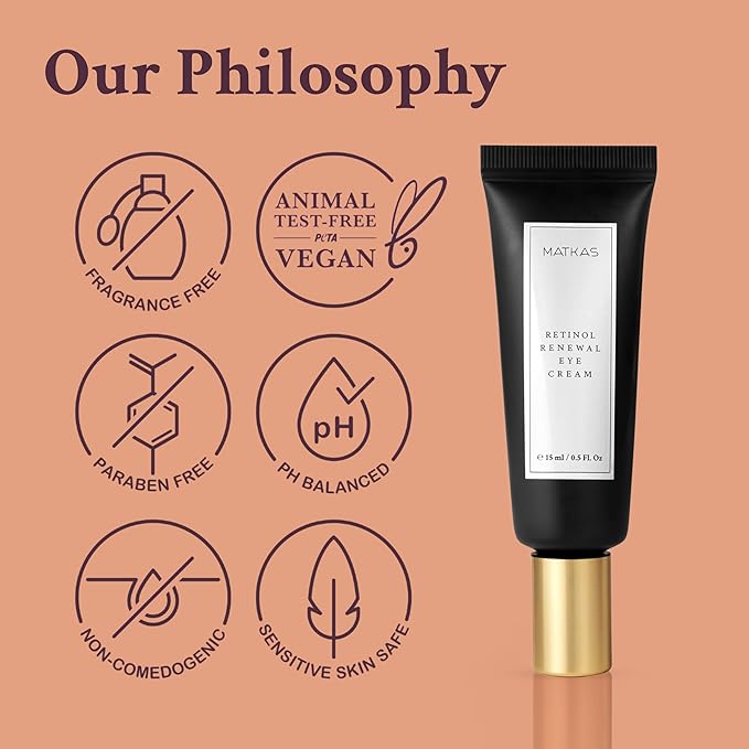 MATKAS Korean Retinol Under Eye Cream for Dark Circles & Puffiness 0.5 fl.oz. - Brightening Under Eyes Cream for Wrinkles & Anti Aging, Korean Under Eyes Brightener for Dark Circles, Retinol Eye Serum