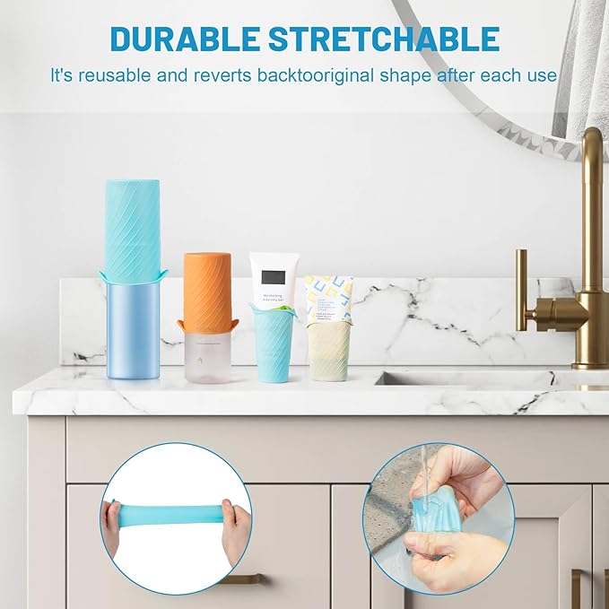 Bottle Covers for Travel, Leak Proofing, Travel Size Container Silicone toiletry sleeves, Leak Locks Travel Accessories for Shampoo Wash Body Bottles and other beauty and personal care(8pcs)