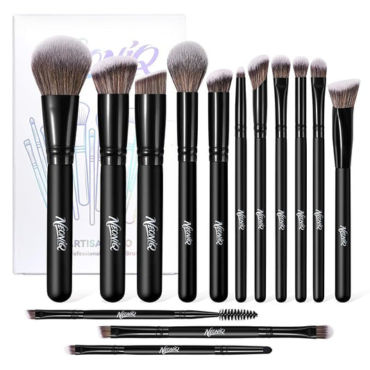 14 PCS Professional Makeup Brushes, Makeup Brush Set, Foundation Powder Blending Concealer Eyeshadows Blush Cosmetics Brushes,Versatile Face Make Up Tools For Liquid, Cream, Loose(Black)