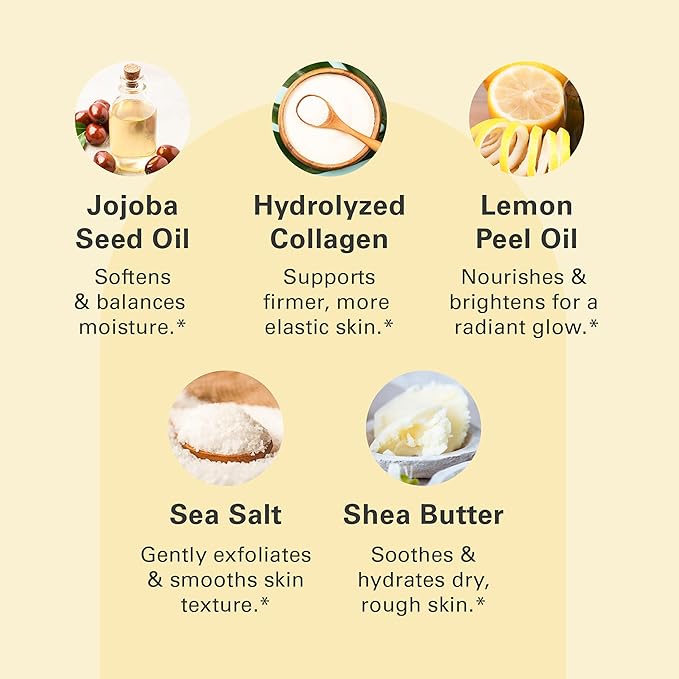 Anti-Cellulite Body Scrub for Skin Tightening, Firming, Moisturizing & Smoothing, Exfoliating Formula for Legs, Glutes, Hands & Feet with Stem Cells, Collagen, Coconut & Jojoba Oil, 16oz - M3 Naturals