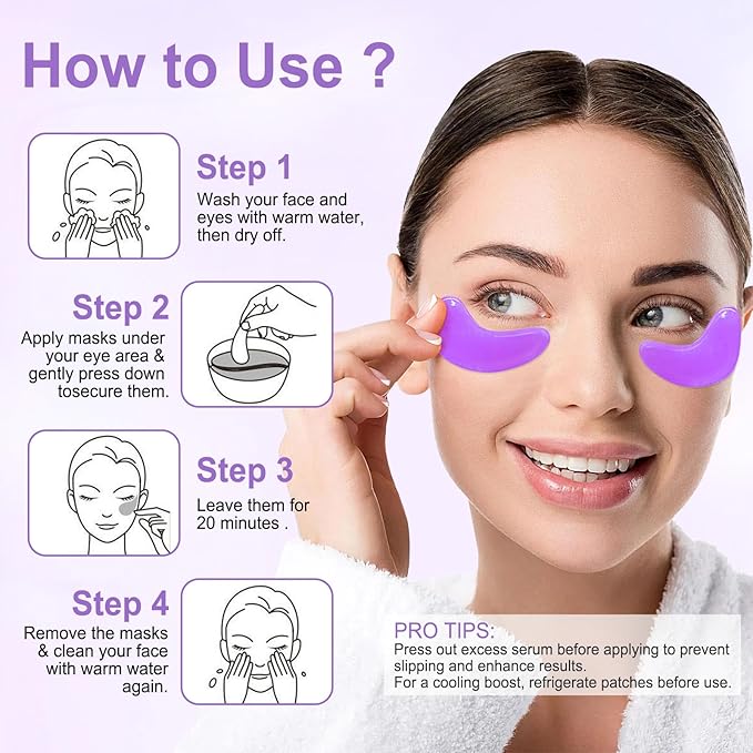 LAVONE Eye Mask - 30 Pairs Grape Seeds Under Eye Patches Skin Care Products - Eye Masks Skincare for Dark Circles and Puffiness, Reduce Wrinkles, Eye Bags and Fine Lines, for Women and Man