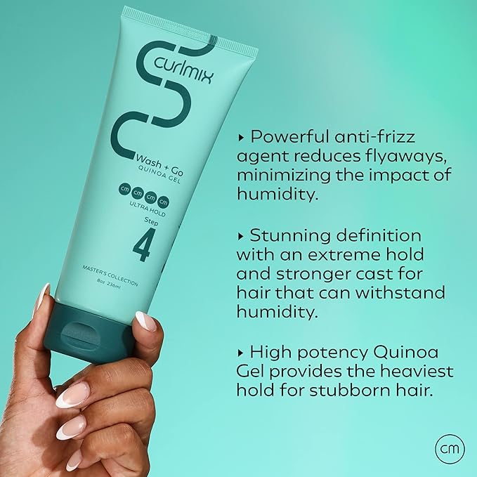 CurlMix Ultra Hold Quinoa Gel for Curly Hair - Defines & Elongates Curls without Dryness or Flaking