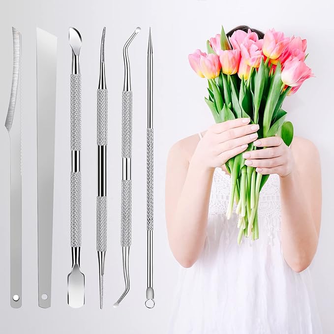 7-Pack Ingrown Toenail Tool Kit - File, Lifters, Surgical Safe Pedicure Tools for Nail Treatment & Pain Relief