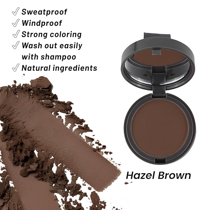 SOVONCARE Hairline Powder - Root Touch Up & Gray Hair Concealer for Men and Women, Instantly Covers Thinning Hair and Bald Spots, Natural-Looking Coverage Hazel Brown