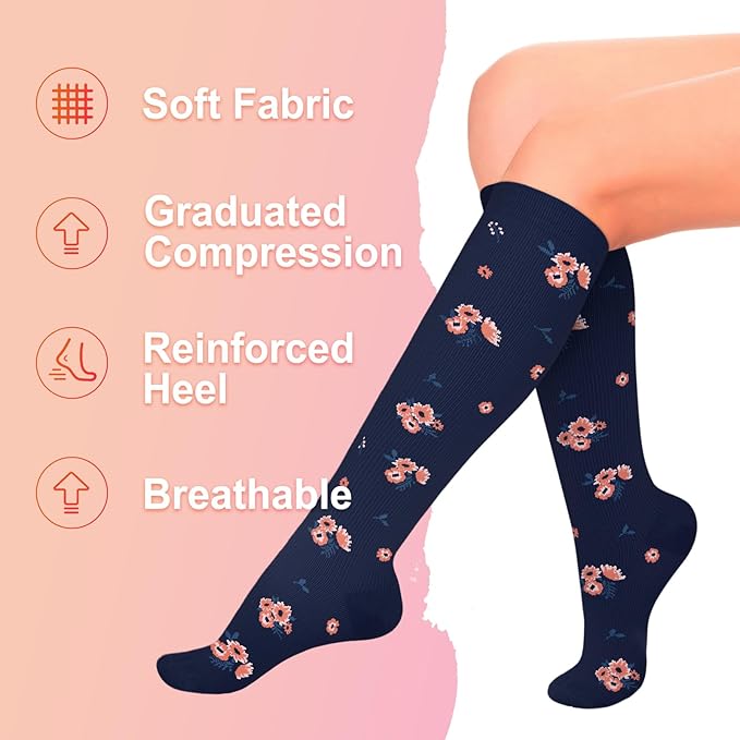 Iseasoo 4 Pairs Compression Socks for Women Circulation-Best Support for Nurses,Running,Athletic,Travel