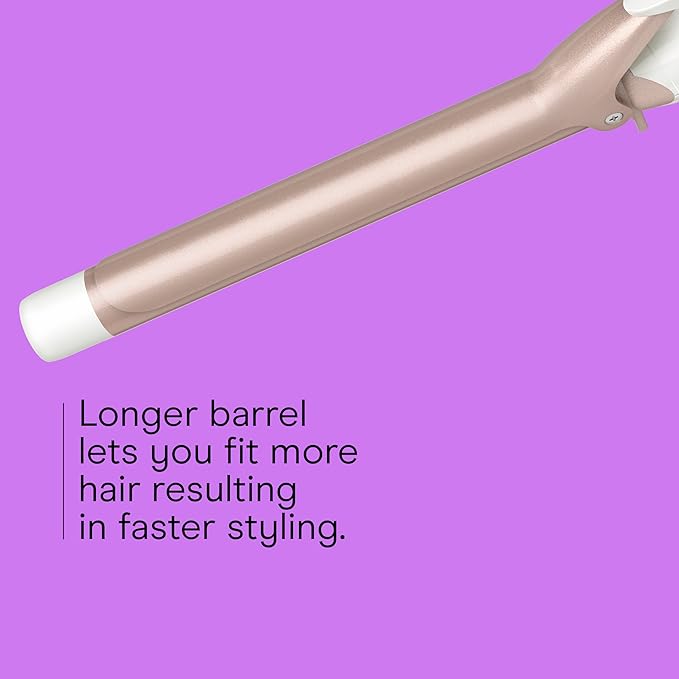 Conair Double Ceramic 1-Inch Long Barrel Curling Iron, 1-Inch Barrel Creates Classic Curls to Loose Waves, Hair Curler for Use on Short, Medium, & Long Hair, White/Rose Gold