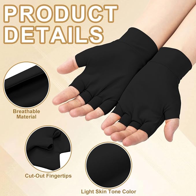 3 Pairs Elderly Skin Thin Protector Gloves Tone Fingerless Gloves Bruise Abrasion Protective to Cover Bruising