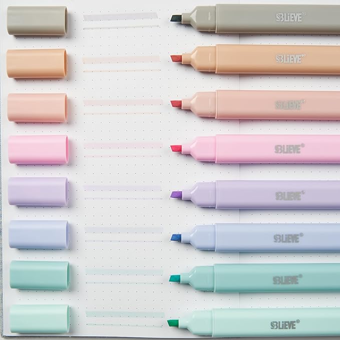 BLIEVE- Aesthetic Bible Highlighters No Bleed Through Assorted Colors, Cute Highlighter Dual Tip For Journaling Supplies And School Accessories, Bible Highlighters And Pens No Bleed (PASTEL)