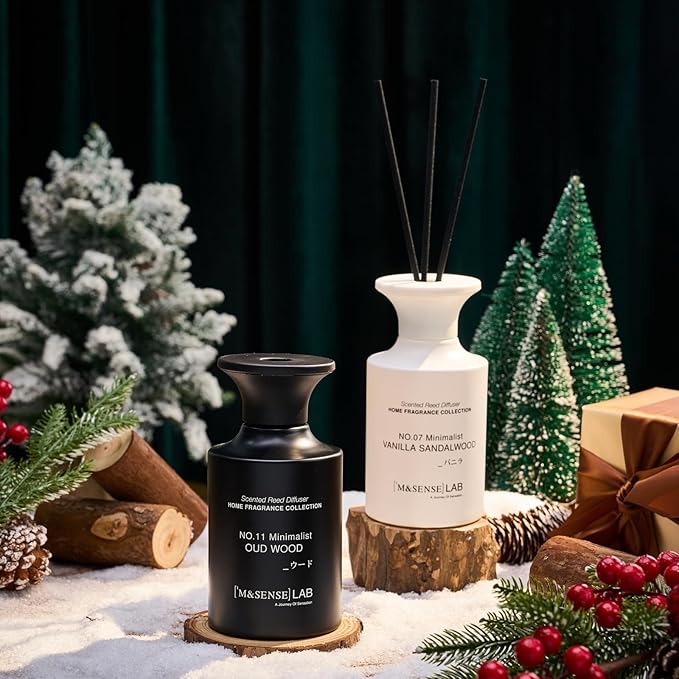 M&SENSE Reed Diffuser Set, 10.14 fl oz Large Reed Diffuser, Apricot Sage Scented with Natural Essential Oils, Long Lasting with 7 Sticks, Non-Toxic Home Fragrance Reed Diffuser for Bedroom, Bathroom