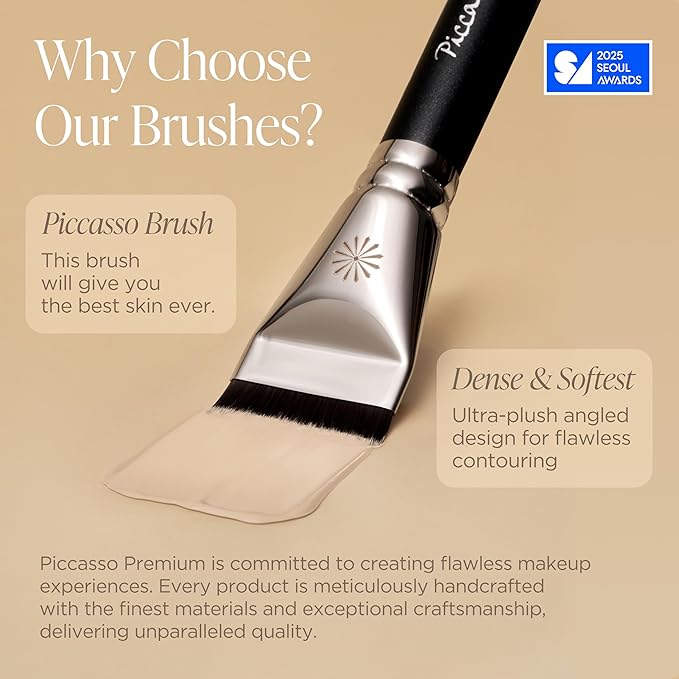 Piccasso Brush FB11 Spatula Brush – Professional Foundation Brush for Liquid Makeup, Flat and Soft Bristles for Seamless Application, Ideal for Liquid Foundation and Cream Face Makeup, Korean Product