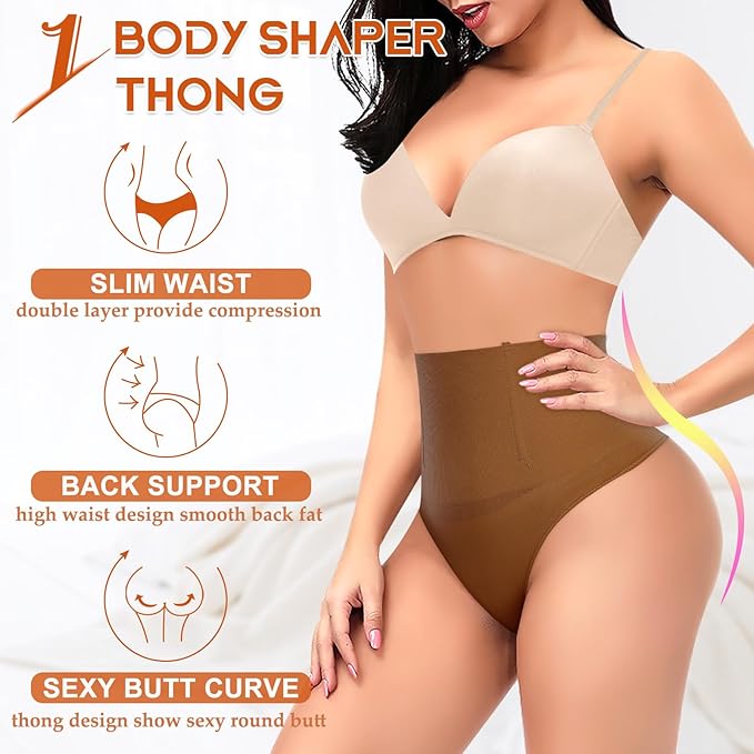 Werena Tummy Control Thong Shapewear for Women High Waist Shaping Underwear Seamless Body Shaper Panties Girdle
