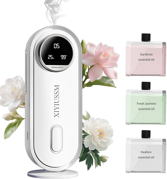 Waterless Essential Oil Diffuser for Home and Car Portable Aromatherapy Diffuser with 7 Mist Modes 1800mAh Rechargeable Battery Operated Scent Diffuser for Large Room Bedroom Office Bathroom