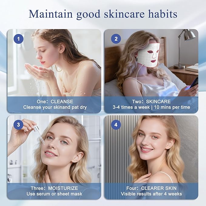 Red Light Therapy for Face, Red Light Therapy Mask with Remote, Rechargeable 7 Colors LED Light Therapy mask, Anti-Aging, Wrinkle Reduction and Skin Firming, Home & Travel Use