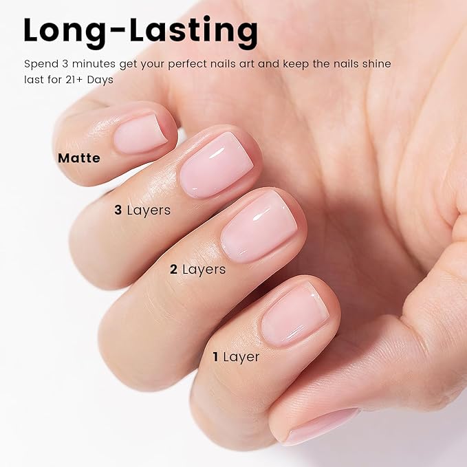 RARJSM Nude Gel Nail Polish Light Milky Peach Pink Neutral Skin Tone Color Sheer Ice Jelly Transparent Pink Nail Gel Polish 15ml Single Bottle Soak off UV LED Cured for Home Salon DIY French Manicure