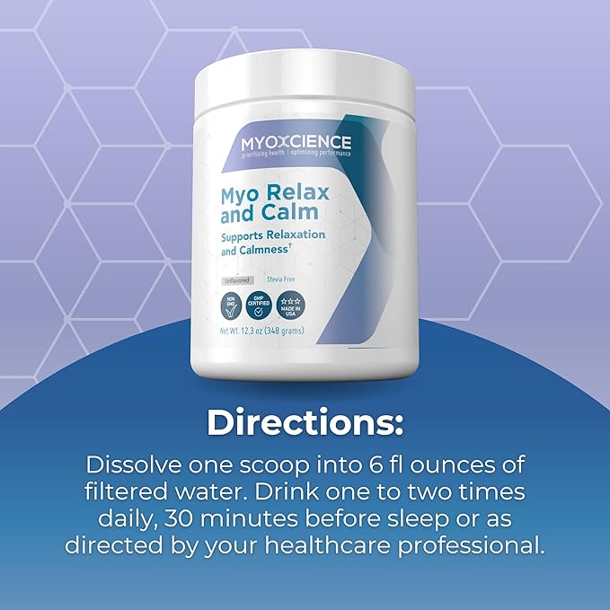 MYOXCIENCE Myo Relax & Calm | Myo-Inositol, L-Theanine, Taurine, Magnesium & GABA | Supports Sleep, Neurotransmitter & Hormone Support (Unflavored) (60 Servings)