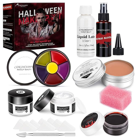 COKOHAPPY Halloween SFX Makeup Kit - 3 Ways Create Special Effect Stage THEATRICAL MAKEUP KIT for professional Body & Face Paint