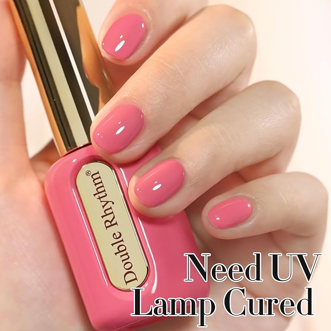 Double Rhythm 0.50 OZ Gel Polish Hema Free Same Color Same Bottle Golden Round Translucent Neutral Natural Milky 15 ML Jelly UV Polish Art DIY at Home (Pink Rose-C1473)