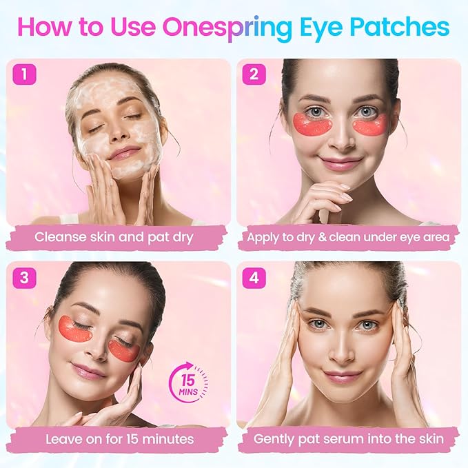 Under Eye Patches (24 Pairs) - Eye Masks for Wrinkles, Puffy Eyes, Dark Circles, Eye Bags, Valentine's Day Gift, Gifts for Teenage Girls, Under Eye Mask for Refreshing, Revitalizing