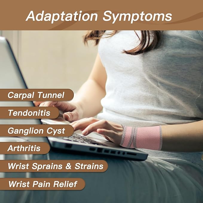 INDEEMAX 2 Pack Copper Wrist Brace Support for Carpal Tunnel, Pain Relief, Arthritis, Tendonitis, Adjustable Wrist Braces Compression Wraps Both Hands, Fit for Men and Women