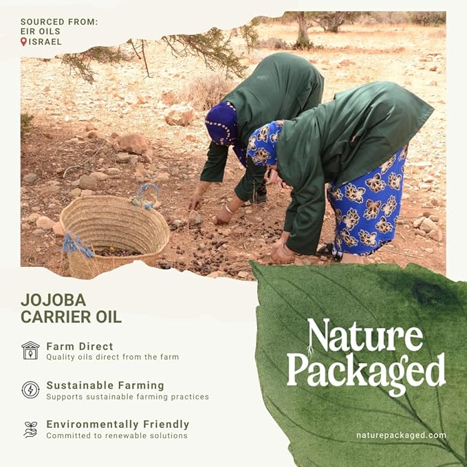 Nature Packaged Jojoba Oil - Direct from EIR Oils' Farm in Israel - 100% Pure Carrier Oil for Hair, Face, and Skin - Hand-Picked, Cold-Pressed Carrier Oil (1 Gallon)