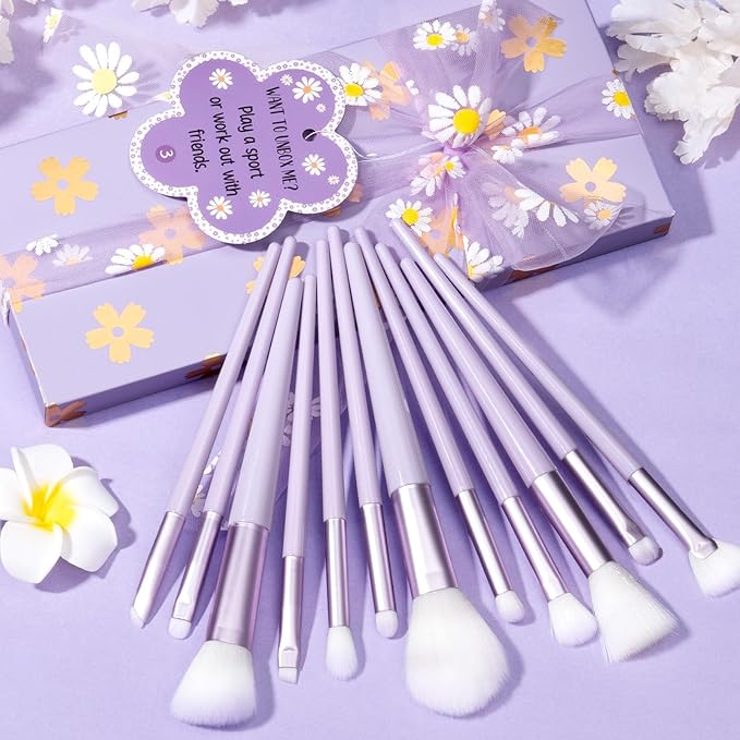 Valentines Day Gifts for Tween & Teen Girls - 8 PCS Birthday Gift Basket Teenage Girl Gifts Trendy Stuff w/ Fun Task Tags Makeup Brushes & Bag, Empower Positive Wrapped Gift Box for Daughter Niece