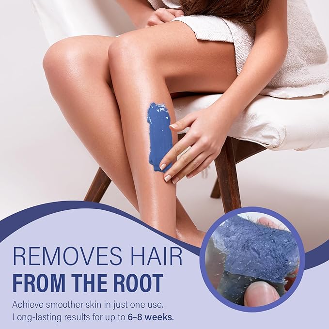 KeShi Waxing Kit, Painless Hair Removal Wax Warmer with 6 Bags Hard WaxBeans for Full Body, Legs, Face, Eyebrows & Bikini— Ideal for Both Women & Men(Navy Blue)