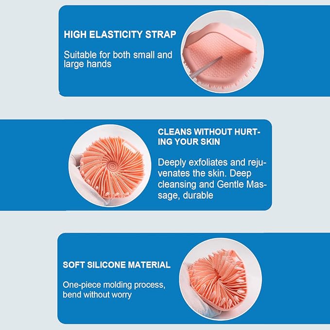 Silicone Body Scrubber, Exfoliating Body Scrubber for Sensitive Skin, Non-Slip Shower Scrubber for Body, Silicone Body Brush for Showering, Charcoal, Effective Showering Exfoliation, Gentle Massage