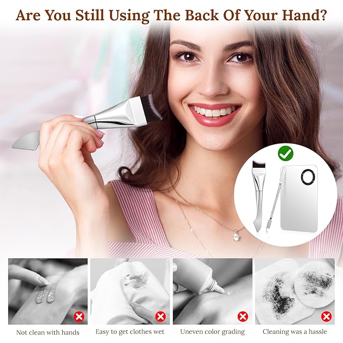 3PCS Makeup Mixing Palette Foundation Palette with Foundation Spatula and Double-Ended Makeup Brush for Women Facial Cosmetic Nail Art Pigment Blending