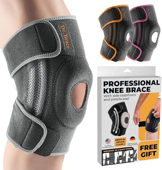 DR. BRACE ELITE Knee Brace with Side Stabilizers & Patella Gel Pads for Maximum Knee Pain Support and fast recovery for men and women-Please Check How To Size Video (Moon, X-Large)