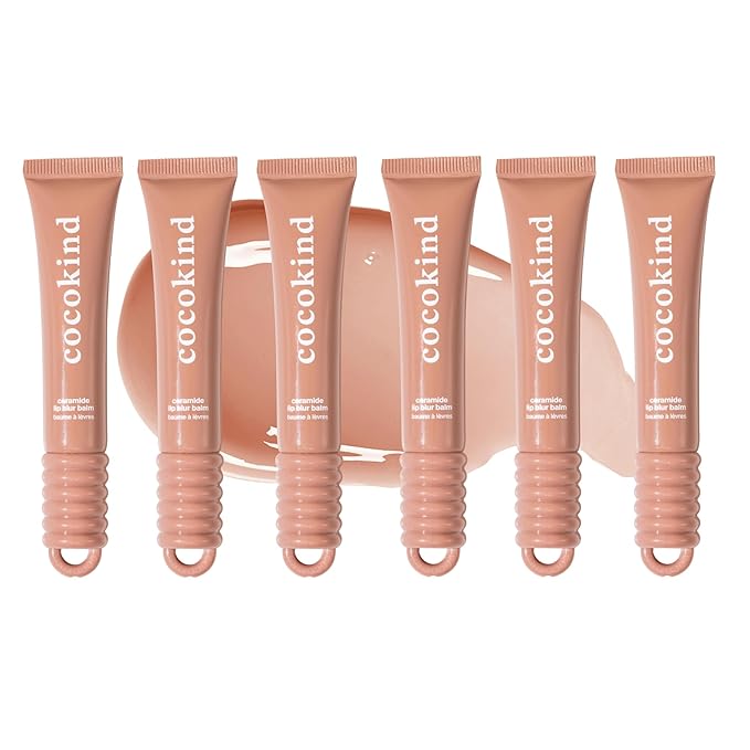 Cocokind Ceramide Lip Blur Balm, Be Powerful - Soft Brown Hydrating Lip Balm with Ceramides & Peptides, Made for Sensitive Skin & Lips, Unflavored & Fragrance-Free - 6 pack