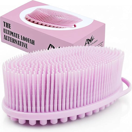 Avilana Premium Silicone Body Scrubber - 8 Years Trusted Since 2017 - SGS Certified Food Grade Dual Sided Bath Brush, Quick-Dry Exfoliating Loofah Alternative, Massage Brush Sensitive Skin Women Men