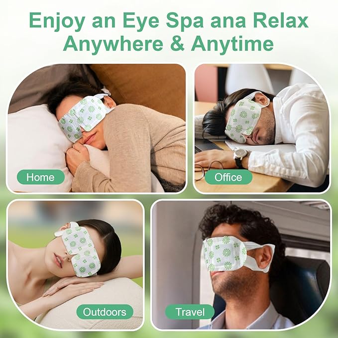 30 Packs Steam Eye Mask, Unscented Steam Eye Masks Disposable, Self-Heating Relief Heated Eye Mask for Fatigue, Perfect for Home, Sleep, Spa & Travel