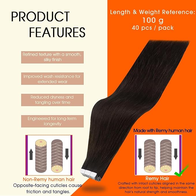 Full Shine Blonde Hair Extensions Tape in Color 2 Dark Brown Tape in Extensions Human Hair 28Inch Long Extension Seamless Skin Weft for Hair Volume Boost 100G 40Pcs