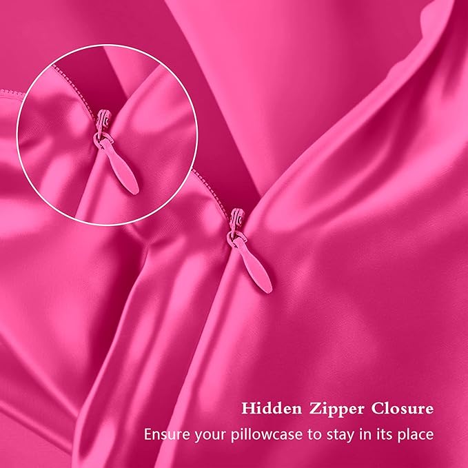 Silk Pillowcase 2 Pack, Natural Mulberry Silk Pillow Case, Anti Acne Silk Pillowcase for Hair and Skin, King Size Silk Satin Pillowcase Set of 2 with Hidden Zipper, Gifts for Women Men, Hot Pink