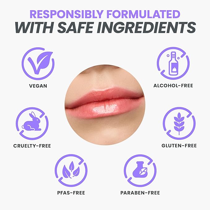 Wonderskin Lip Oil Rehab Serum - Tinted Lip Oil for Women, Hydrating, Moisturizing, and Non-Sticky Bright Red Tint Serum for Dry Lips (Flirt)