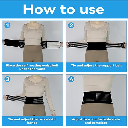 Back Support with Magnet, Tourmaline Magnetic Back Braces for Lower Back Pain Relief, Self Heating & Soothing Waist Band, Lumbar Support Belt for Herniated Disc/Sciatica (Medium)