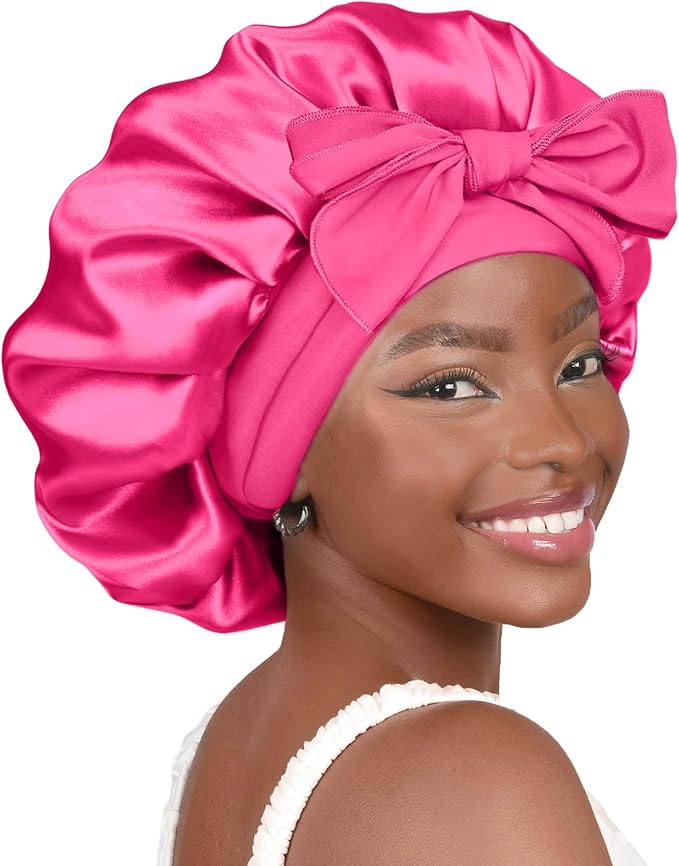YANIBEST Adjustable Silk Bonnet for Sleeping Women Double Layer Satin Bonnet Reduce Friction Prevent Frizz Curly Hair