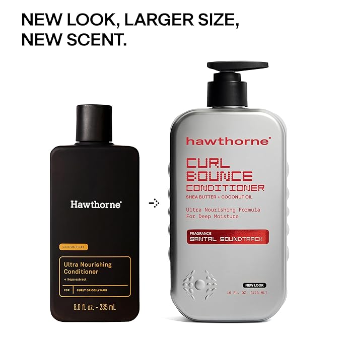 Hawthorne Curl Bounce Conditioner for Curly Hair. Mens Curly Hair Conditioner with Shea Butter, Avocado Butter, and Coconut Oil to Nourish & Strengthen. Sulfate Free, Paraben Free. 16 fl oz. 2-Pack.