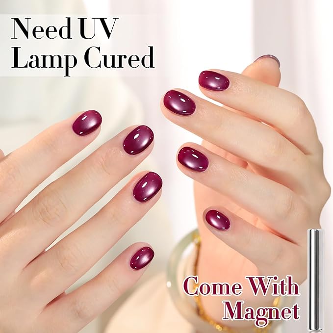 Double Rhythm 15ML Jelly Glass Cat Eye Gel Polish with Magnet Holographic Glitter Shimmer Translucent Sheer Color Salon Soak Off Magnetic Nail at Home (Glass Purple-MC1233)