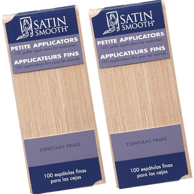 Satin Smooth Petite Wax Sticks for Hair Removal, Wax Applicator Sticks, Wooden Waxing Stick Spatulas For Eyebrow & Facial Hair Waxing 100 ct, 2 Pack