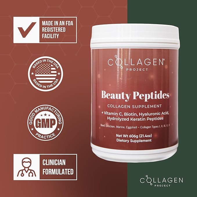 Collagen Supplement Powder For Men & Women | Youthful Skin Glow | Hydrolyzed Collagen Peptides Type I,II,III,V,X | Vitamin C, Hyaluronic Acid, Biotin & Keratin | Healthy Hair & Nails | Reduce Wrinkles